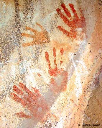 Susie Reed "Famly's Hands" rock art photo fomr near Sedina, Arizona