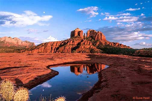 "Reflecting Pool Moonrise" • Cathedral Rock • Sedona, AZ • Photograph by Susie Reed